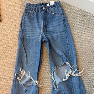 Divided Blue Distressed Flare Jeans